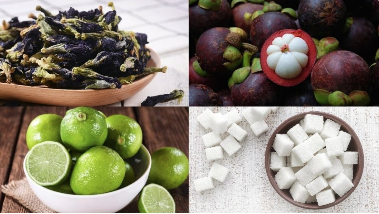 Nguyên liệu làm trà măng cụt hoa đậu biếc